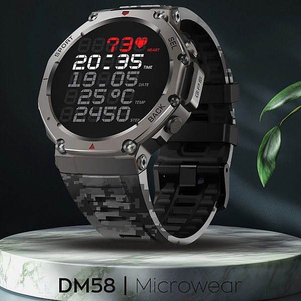 Smartwatch Microwear DM58 GPS  - Black Camo Silicone