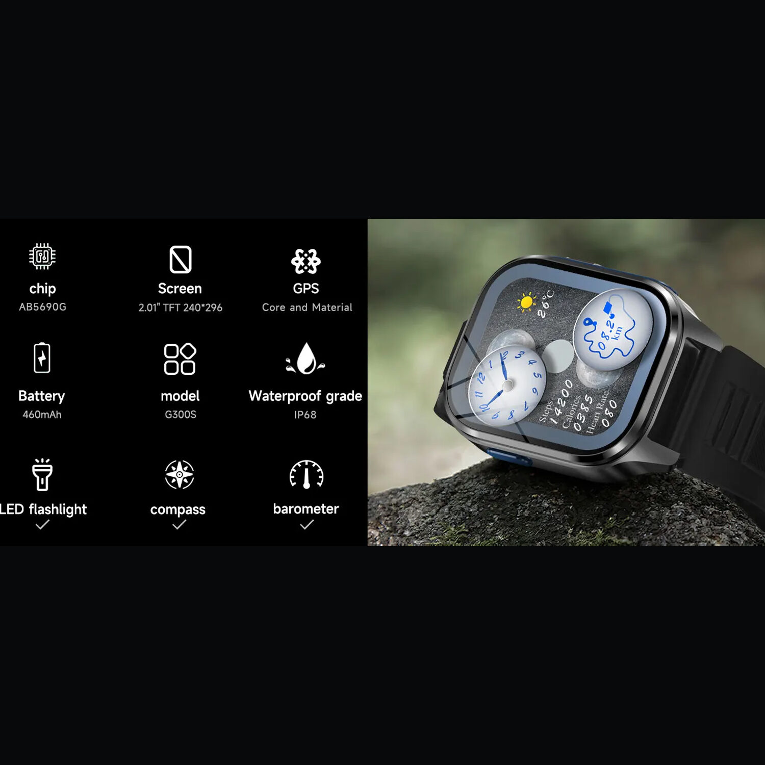 Smartwatch Microwear G300S  GPS - Orange Silicone