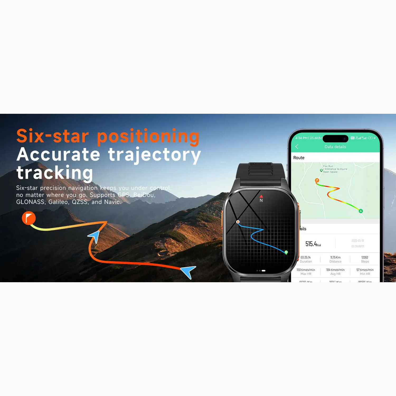 Smartwatch Microwear G300S  GPS - Orange Silicone