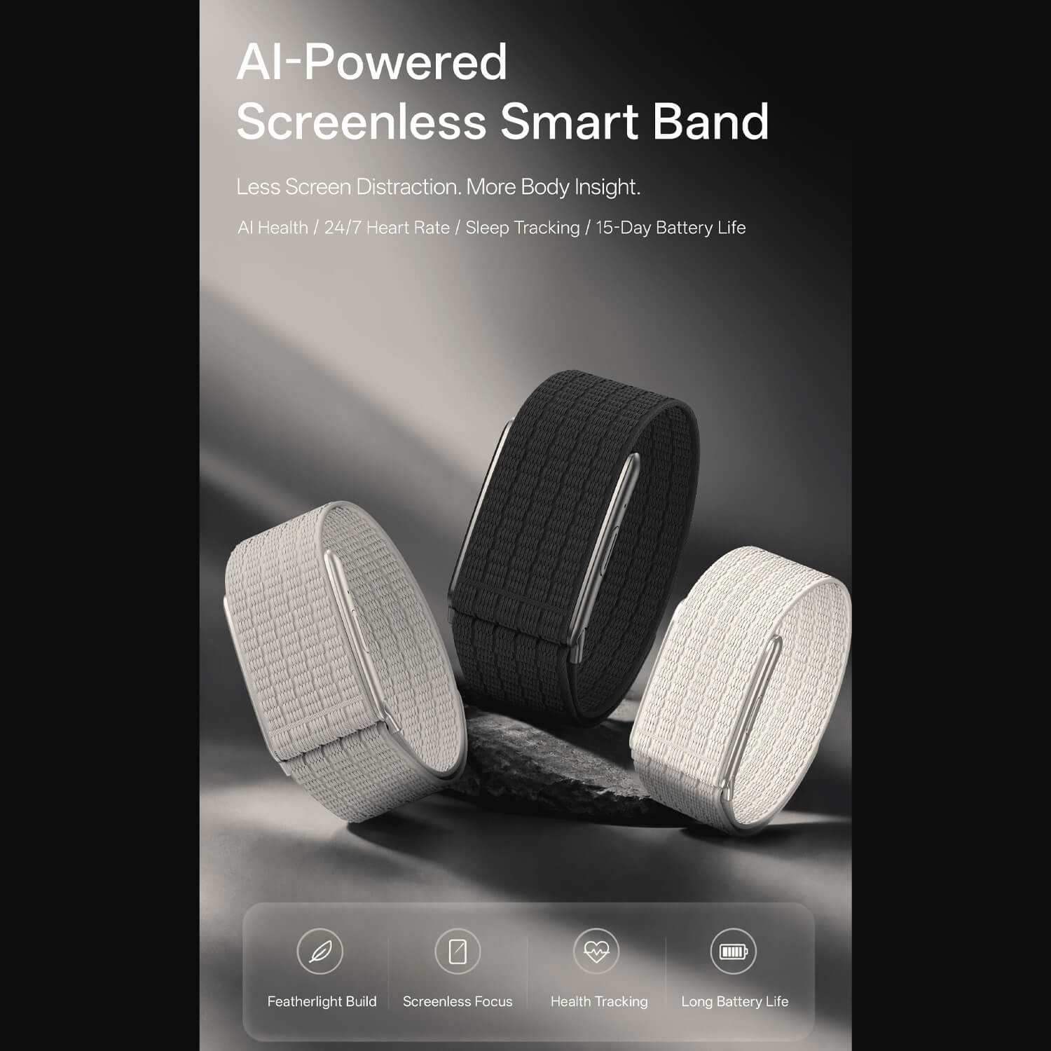 Microwear LC115 Fitness Tracker - Black Textile