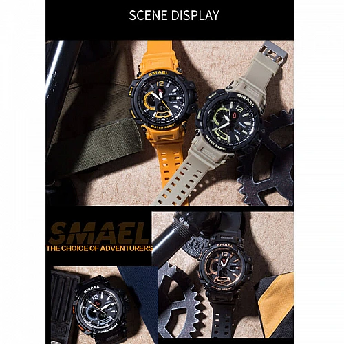 SMAEL 1702 Sports Watch Military Dual Display - Yellow image