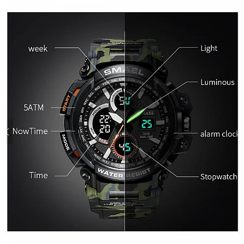 SMAEL 1708MC Sports Watch Military Dual Display - Yellow SMAEL 1708MC Sports Watch Military Dual Display - Yellow image