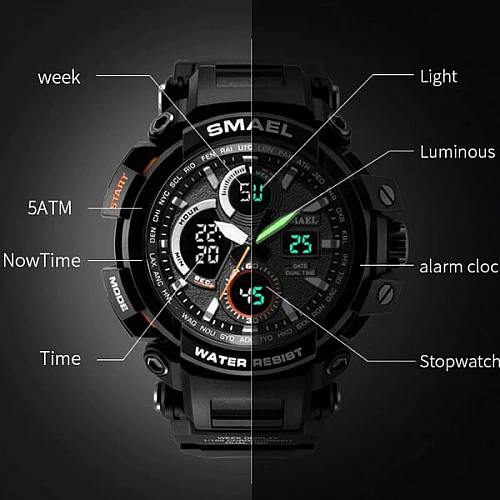 SMAEL 1708 Sports Watch Military Dual Display - Orange SMAEL 1708 Sports Watch Military Dual Display - Orange image