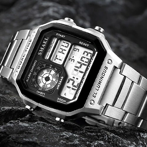 SMAEL 1818 Digital Chromo Led - Silver Steel