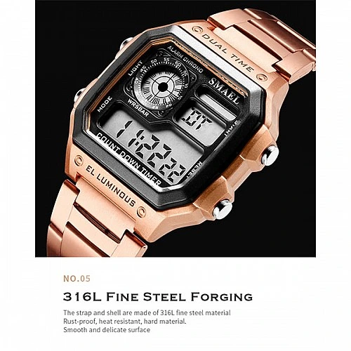 SMAEL 1818 Digital Chromo Led - Silver Steel