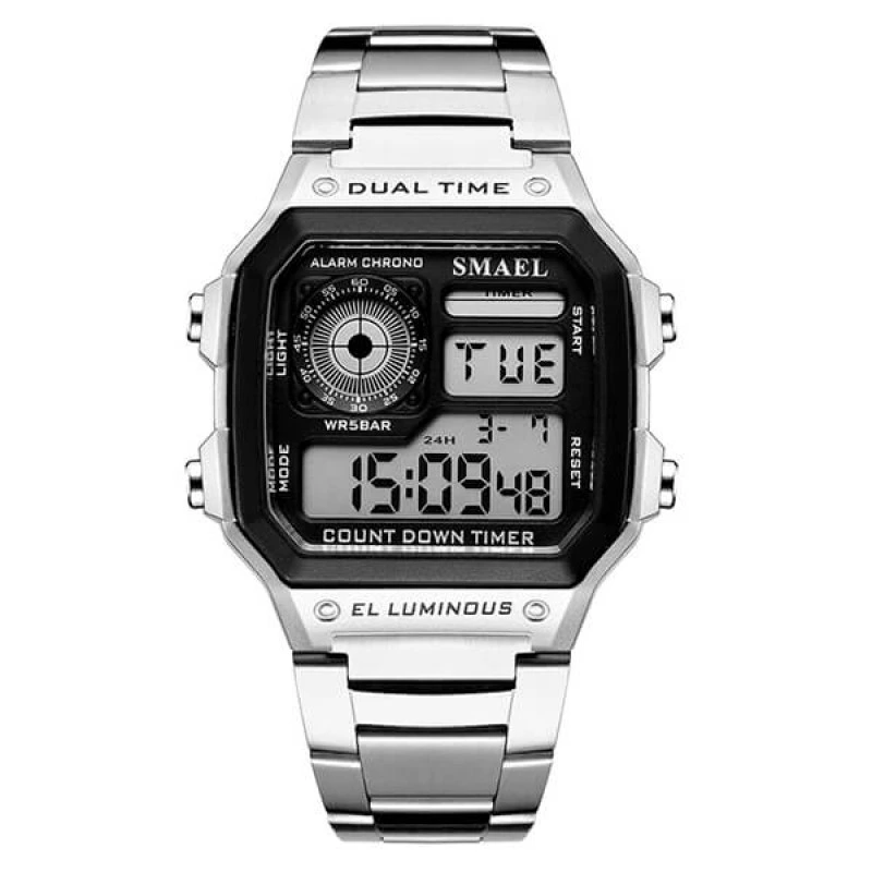 SMAEL 1818 Digital Chromo Led - Silver Steel