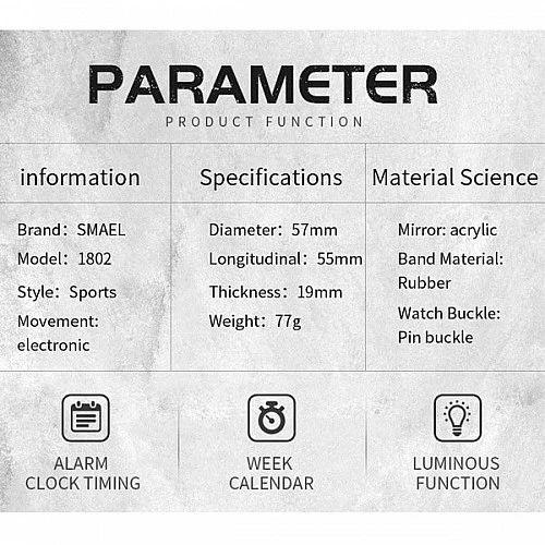 SMAEL 1802 Sports Watch Digital Display - Gold