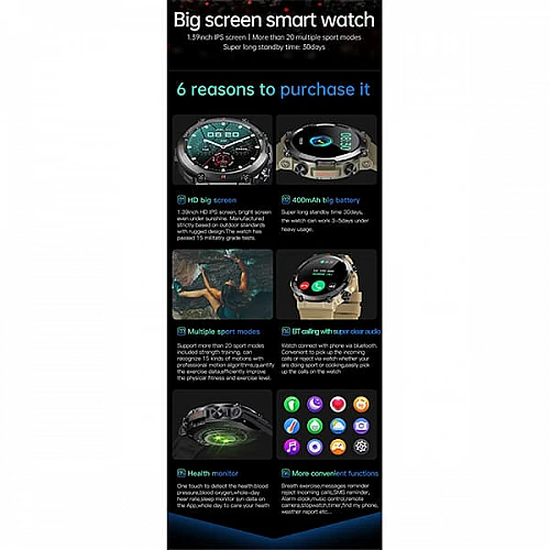 Smartwatch Bakeey K76 Pro - Army Green Smartwatch Bakeey K76 Pro - Army Green