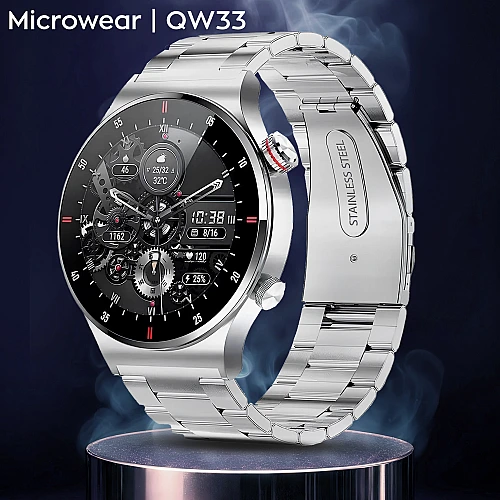 Smartwatch Microwear QW33 - Steel Silver
