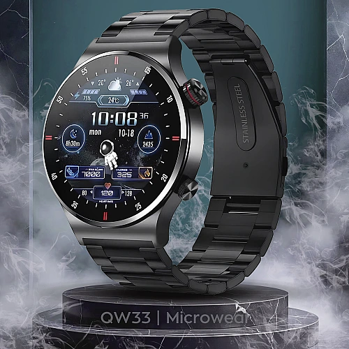 Smartwatch Microwear QW33 - Black Steel
