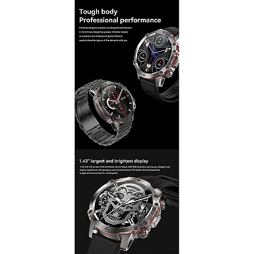 Smartwatch Microwear AK56 400mAh - Steel Black Smartwatch Microwear AK56 400mAh - Steel Black