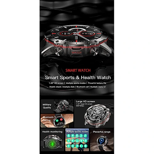 Smartwatch Microwear AK56 400mAh - Steel Black Smartwatch Microwear AK56 400mAh - Steel Black