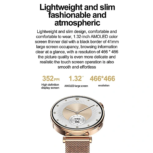Smartwatch Microwear MK41 - Gold Steel