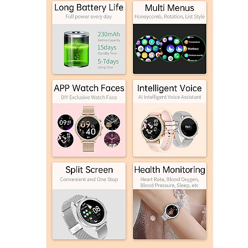 Smartwatch Microwear I70 - Gold Steel