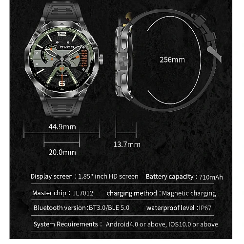 Smartwatch Microwear DA23 - Black Silicone