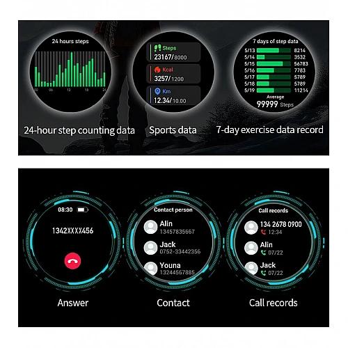 Smartwatch Microwear AK75 700mAh - Silver Steel