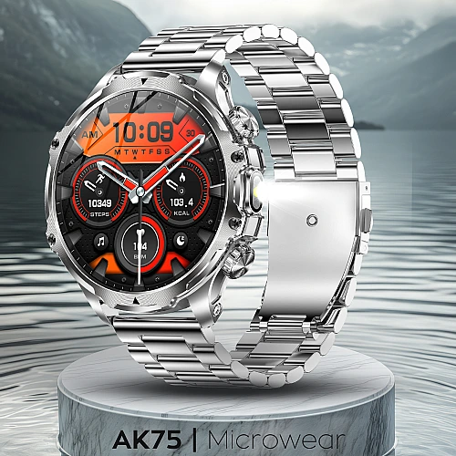 Smartwatch Microwear AK75 700mAh - Silver Steel