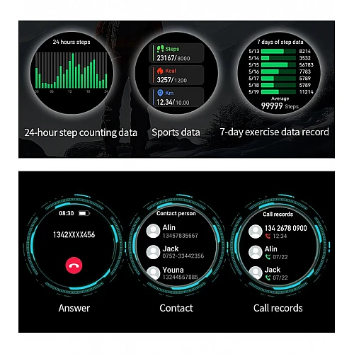 Smartwatch Microwear AK75 700mAh - Black Steel Smartwatch Microwear AK75 700mAh - Black Steel