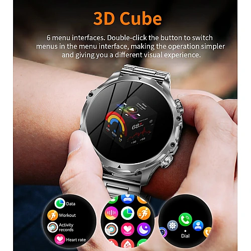 Smartwatch Microwear AK75 700mAh - Black Steel Smartwatch Microwear AK75 700mAh - Black Steel