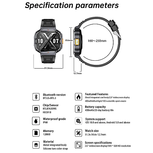 Smartwatch Microwear NX23 - Black