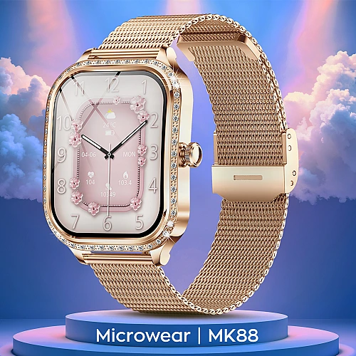 Smartwatch Microwear MK88 - Gold Steel Smartwatch Microwear MK88 - Gold Steel