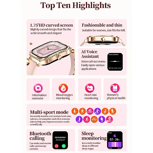 Smartwatch Microwear MK88 - Pink