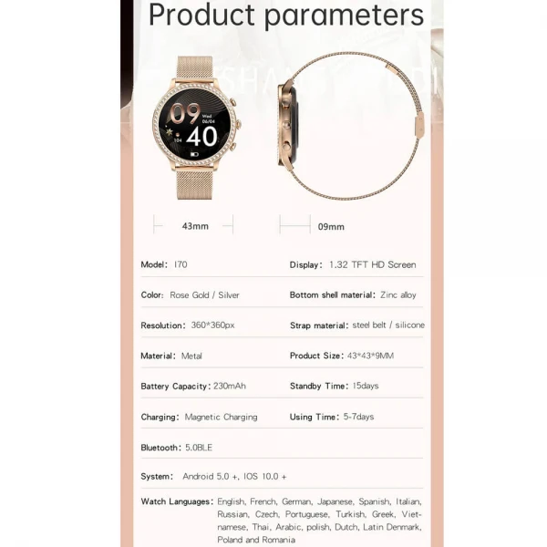 Smartwatch Microwear I70 - Magenta