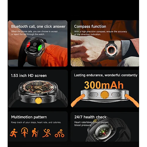 Smartwatch Microwear F7 - Black  Steel