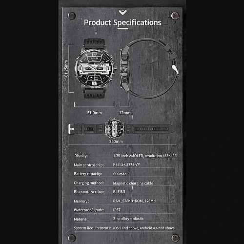 Smartwatch Microwear CF53 - White Silicone