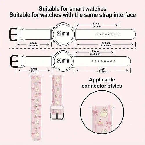 Bakeey  Λουράκι Silicone ΄ 20mm με Quick Release - Heart Bunny