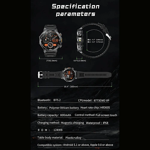 Smartwatch Microwear AK82 - Black Steel Smartwatch Microwear AK82 - Black Steel