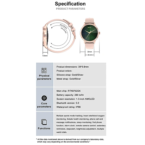 Smartwatch Microwear DTS - Gold Rose Steel