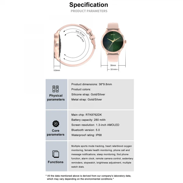 Smartwatch Microwear DTS - Gold Rose Steel
