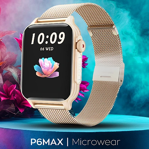 Smartwatch Microwear P6 Max - Gold Steel