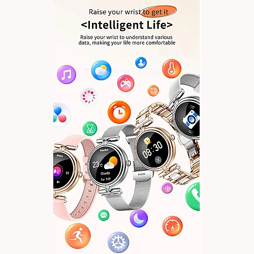 Smartwatch Microwear AK62 - Gold Milanese Steel