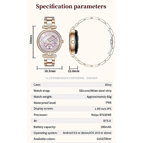 Smartwatch Microwear AK62 - Gold Steel