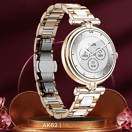 Smartwatch Microwear AK62 - Gold Steel