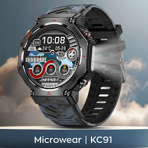 Smartwatch Microwear KC91 - Black Camo Silicone