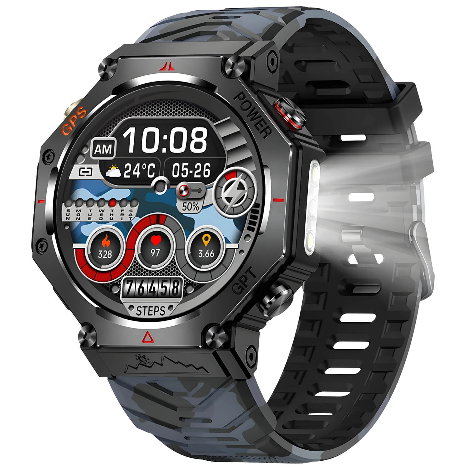 Smartwatch Microwear KC91 - Black Camo Silicone