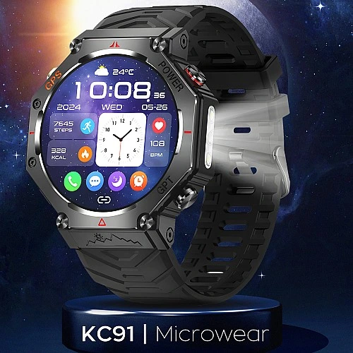 Smartwatch Microwear KC91 - Black Silicone