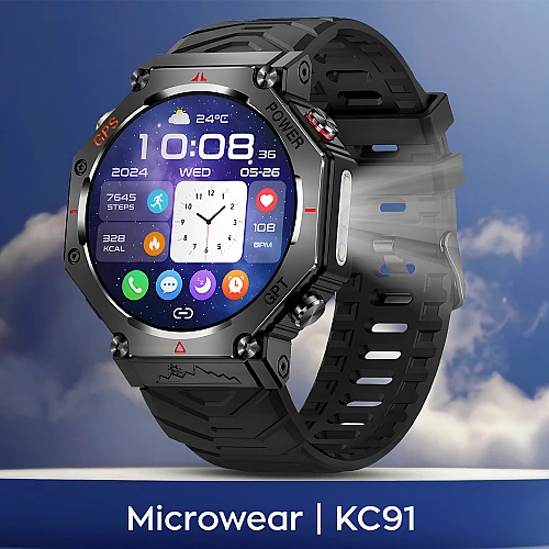 Smartwatch Microwear KC91 - Black Silicone