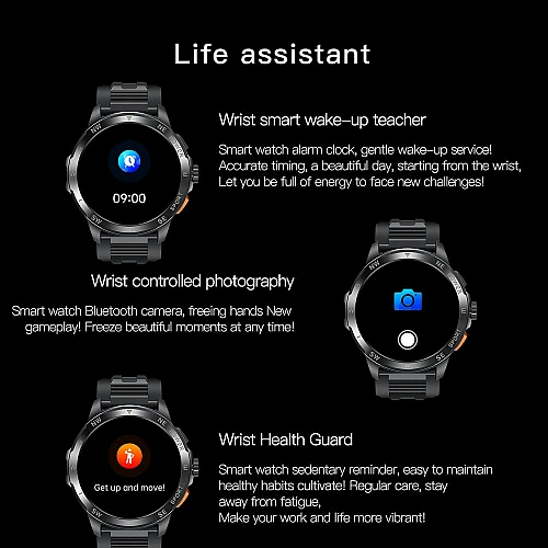 Smartwatch Microwear AK77 - Black Steel