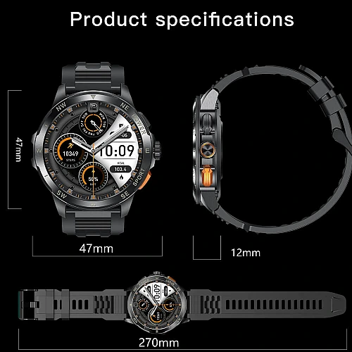 Smartwatch Microwear AK77 - Black Steel