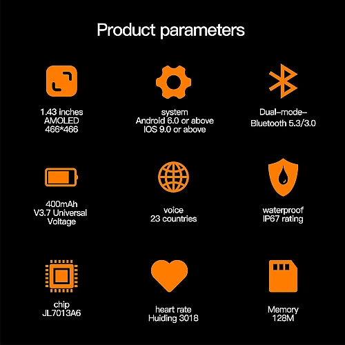 Smartwatch Microwear AK77 - Black Silicone