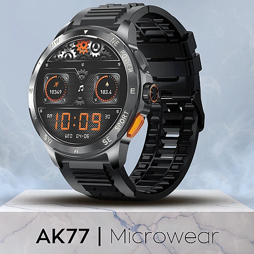 Smartwatch Microwear AK77 - Black Silicone