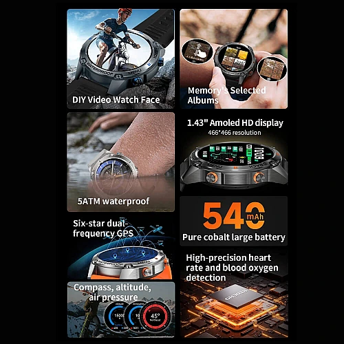 Smartwatch Microwear G100 GPS  - Black