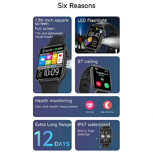 Smartwatch Microwear P6 Max - Black Steel