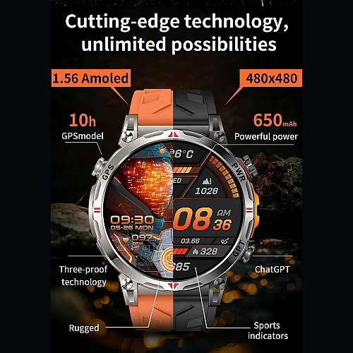 Smartwatch Microwear KC93 - Black Silicone