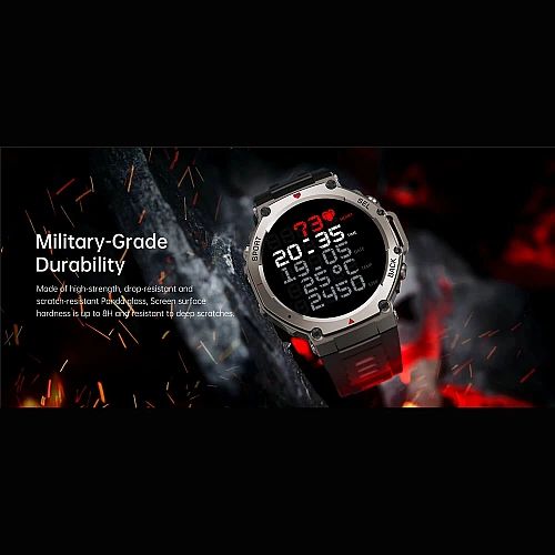 Smartwatch Microwear DM58 GPS - Black Silicone