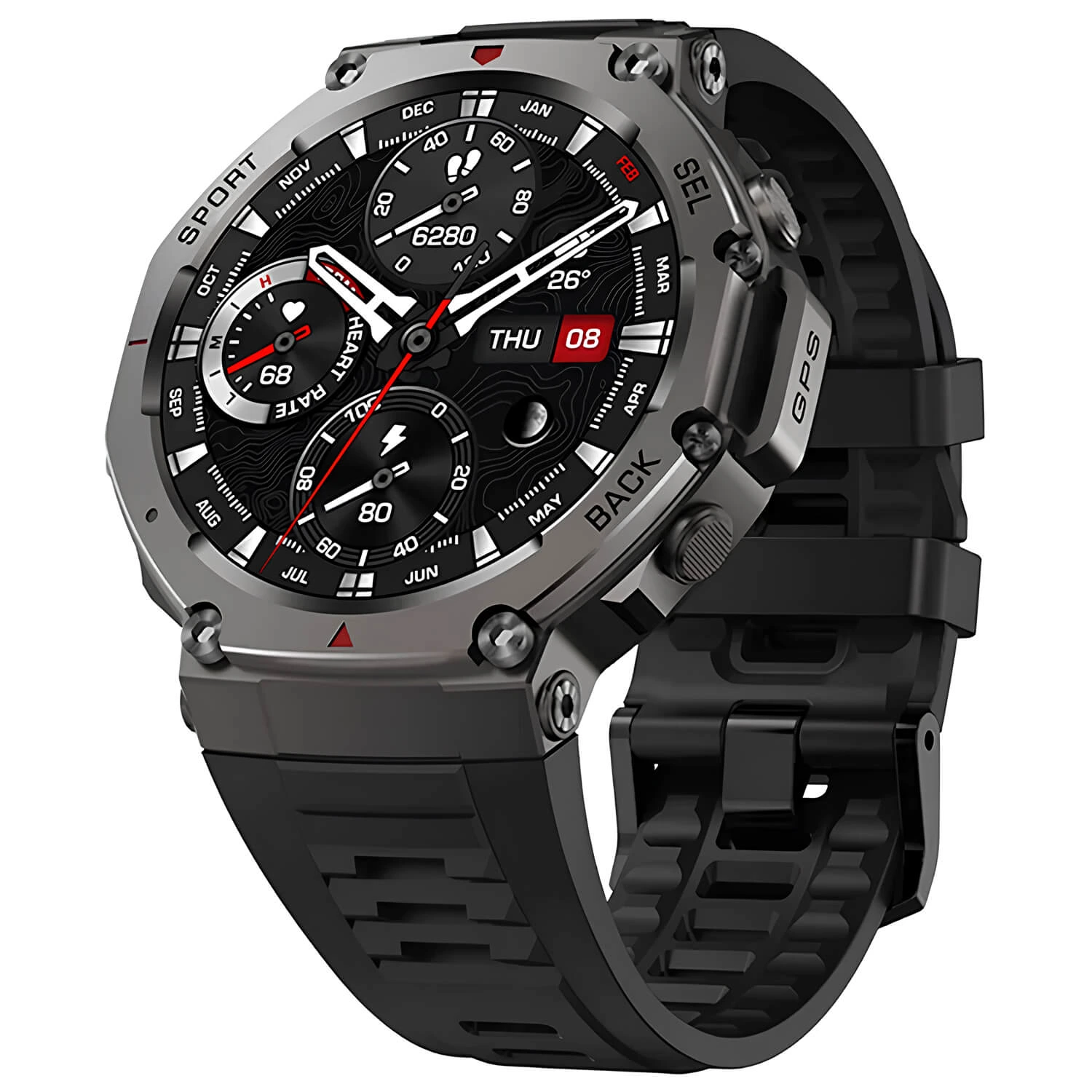 Smartwatch Microwear DM58 GPS - Black Silicone